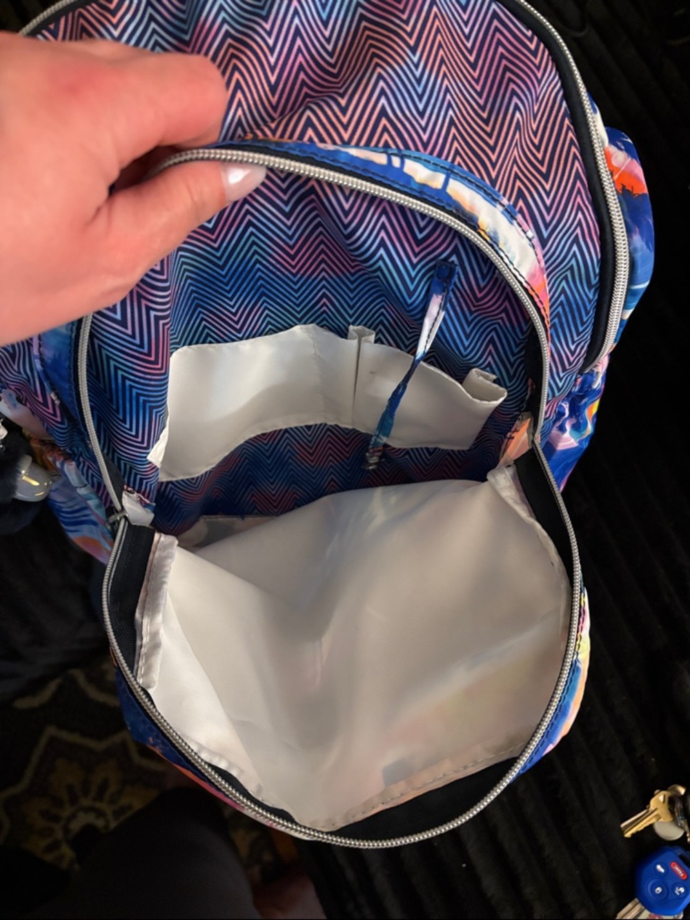 Kipling Blue & Pink Palm-Print Backpack - Picture 4 of 7
